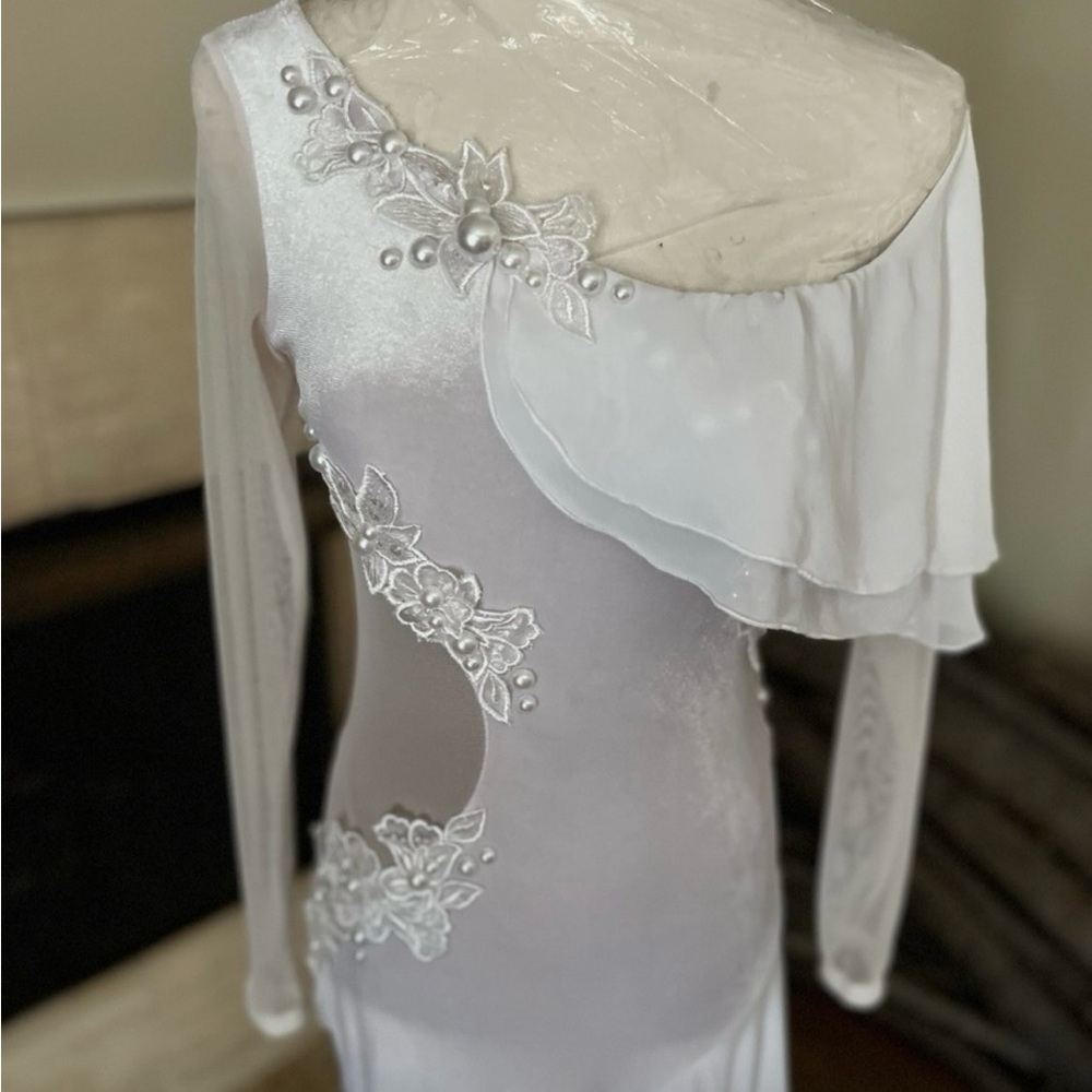 Smooth Ballroom Competition Practice Dance Dress White Size S/M - Picture 13 of 14